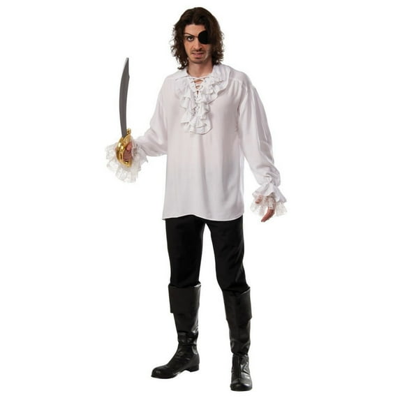 Adult White Ruffled Pirate Shirt