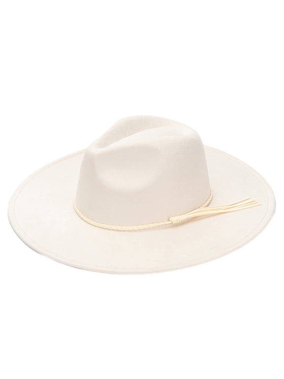 Adult Wide Brim Suede Fedora Hats Unisex Classic Felt Panama Hat Solid Color Retro Fedora Large Western Rancher Hat Jazz Cap