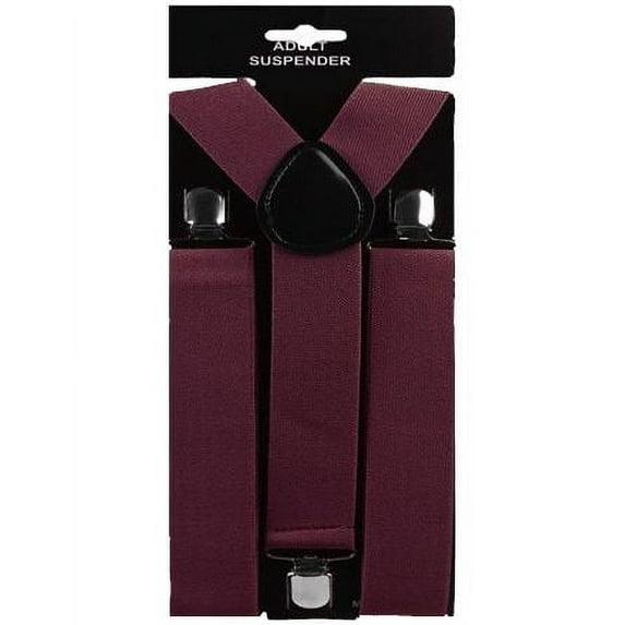 Adult Wide Suspenders Burgundy 1.5 Inches, Adjustable, Wedding, Prom, Party 1.5 Inch