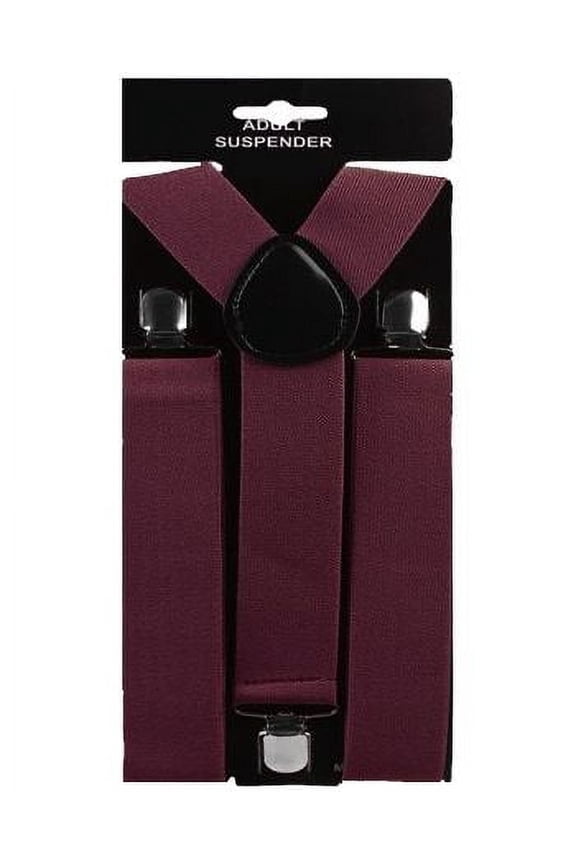 Adult Wide Suspenders Burgundy 1.5 Inches, Adjustable, Wedding, Prom, Party 1.5 Inch