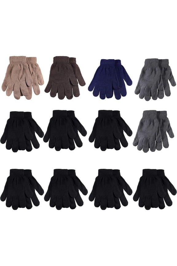 Adult Winter Gloves Knitted Magic Gloves Wholesale Lot 12 Pairs Bulk