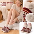 thumbnail image 1 of Adult Winter Slipper Socks Fleece Lined Thick Warm Floor Socks Non Slip Indoor House Socks Knit Ankle Cabin Socks Cozy Soft Gripper Bottom Bed Socks For Women Men Cold Weather (Beige), 1 of 4