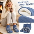 thumbnail image 1 of Adult Winter Slipper Socks Fleece Lined Thick Warm Floor Socks Non Slip Indoor House Socks Knit Ankle Cabin Socks Cozy Thermal Bed Socks For Women Men Soft Plush Gripper Bottom Cold Weather Footwear, 1 of 4