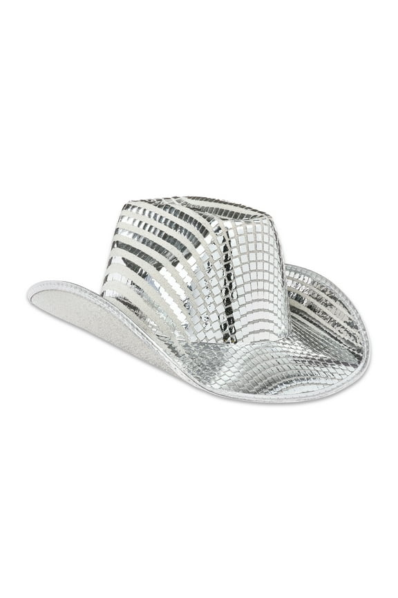 Silver Disco Cowboy Hat, for Adults, One Size Fits Most, by Way To Celebrate