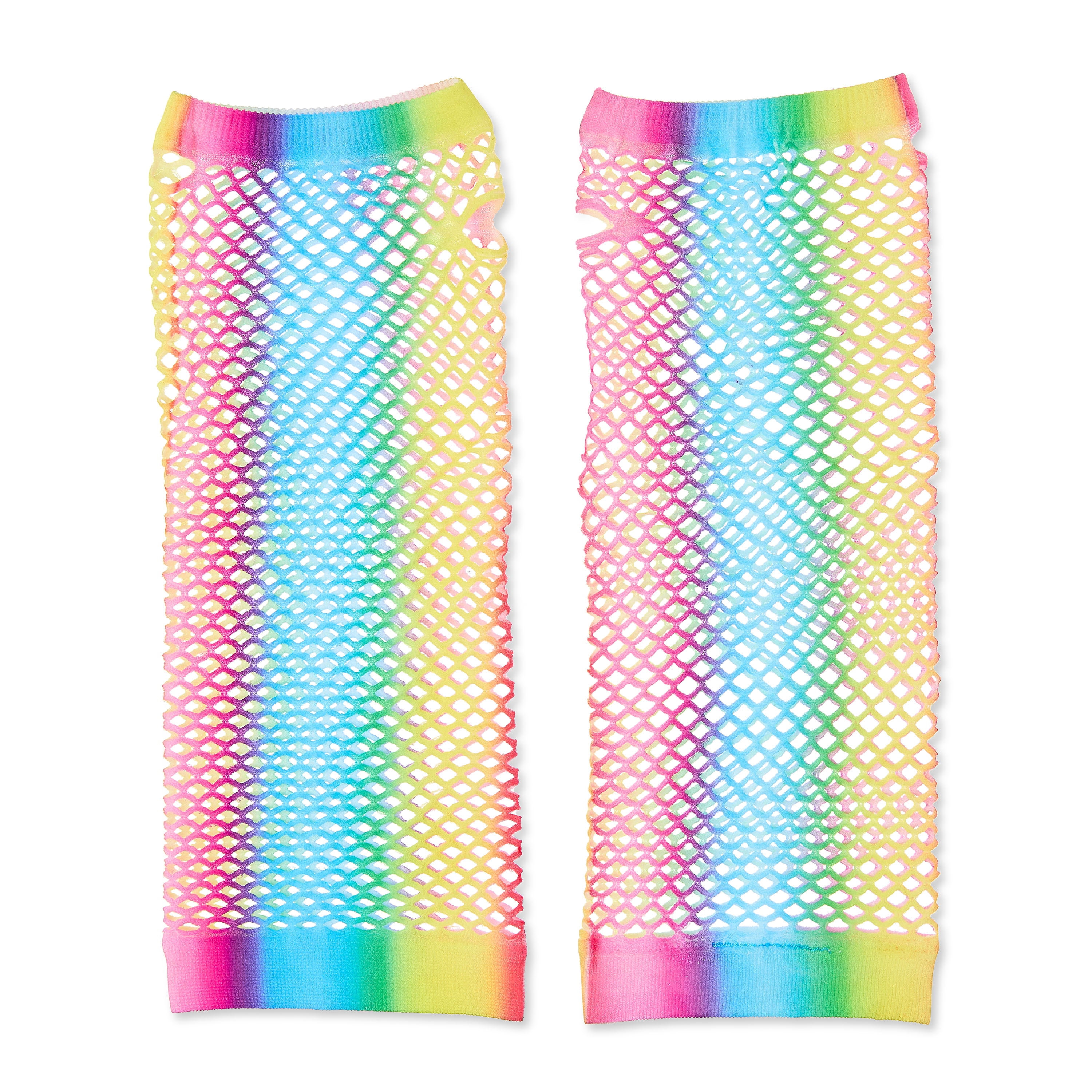 Multicolor Rainbow Fishnet Gloves, for Adult Females, One Size Fits Most, by Way To Celebrate