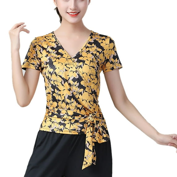 Adult Women Ladies Long Sleeve Sports Running Tops Shirts Latin Practice Clothes