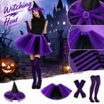 thumbnail image 1 of Adult Women'S Halloween Witch Costume Set With Hat, Striped Socks, Gloves And Tulle Skirt, Four-Piece Outfit For Costume Parties, Dance Events, Cosplay And Themed Celebrations, 1 of 5