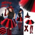 thumbnail image 1 of Adult Women'S Halloween Witch Costume Set With Hat, Striped Socks, Gloves And Tulle Skirt, Four-Piece Outfit For Costume Parties, Dance Events, Cosplay And Themed Celebrations, 1 of 6