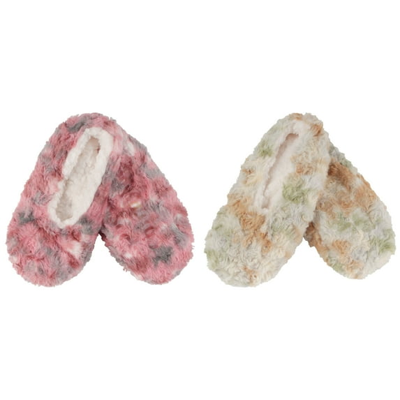 Adult Women Soft Warm Cozy Tie Dye Multicolor Non-Slip Slippers Socks, Indoor Travel Home Slippers, Assortment G, Medium, 2 Pairs