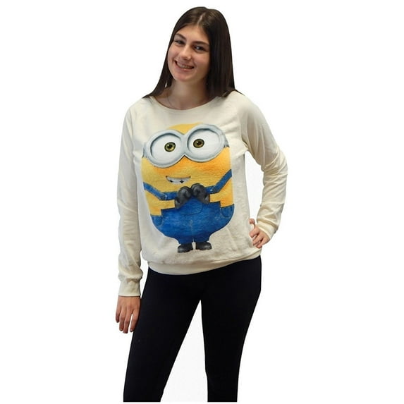 Adult Women Woobie Microfiber Minky Plush Sleep Sweatshirt Pullover Top (Size XS Bob The Minion Fabric)