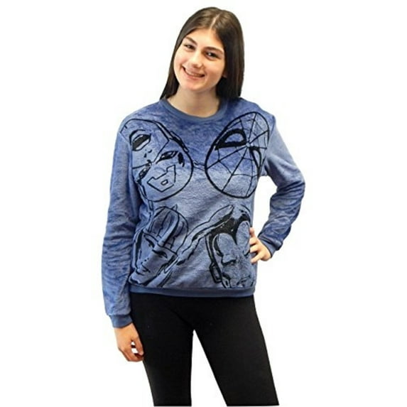 Adult Women Woobie Microfiber Minky Plush Sweatshirt Pullover Top (Size XL, Avengers-Blue)