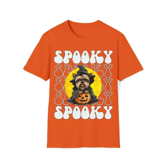 Adult Women Yorkie Halloween T-Shirt Spooky Season Yorkshire Terrier Ghost