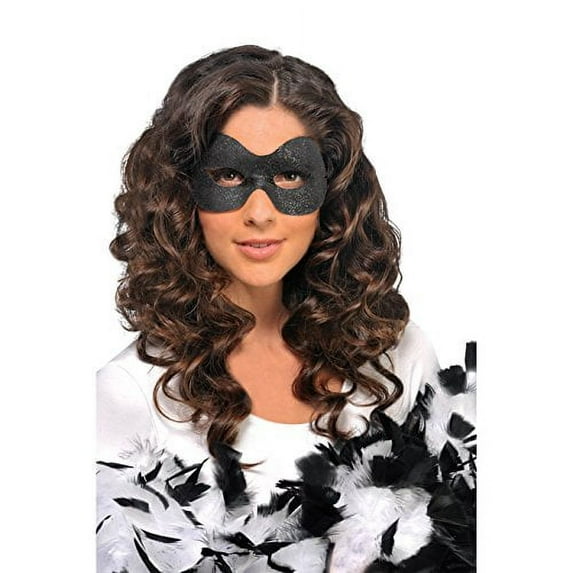 Adult Women's Black Glitter Domino Mask