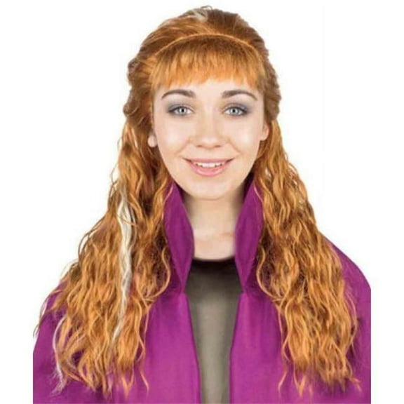 HPO Adult Women's Brown Color Wavy Long Length Trendy Iconic Artic Princess Cosplay Wig, Synthetic Fiber