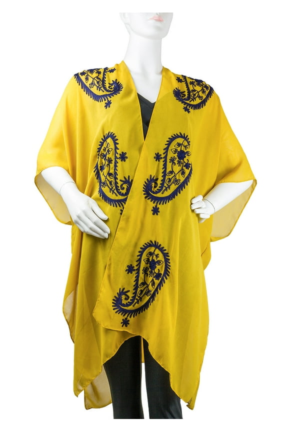 Adult Women's Embroidered Paisley Border Wrap