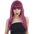 thumbnail image 1 of HPO Adult Women's Fantasy Glamour Wig I Color Purple Wig | Premium Breathable Capless Cap,, 1 of 9