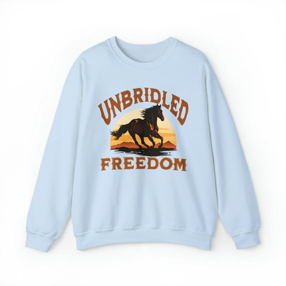 Adult Women's Horse Running Into Sunset Crewneck Sweatshirt, Quarter Horse