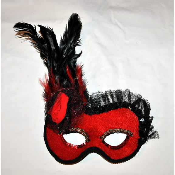 Adult Women's Lolita Feather Half Mask