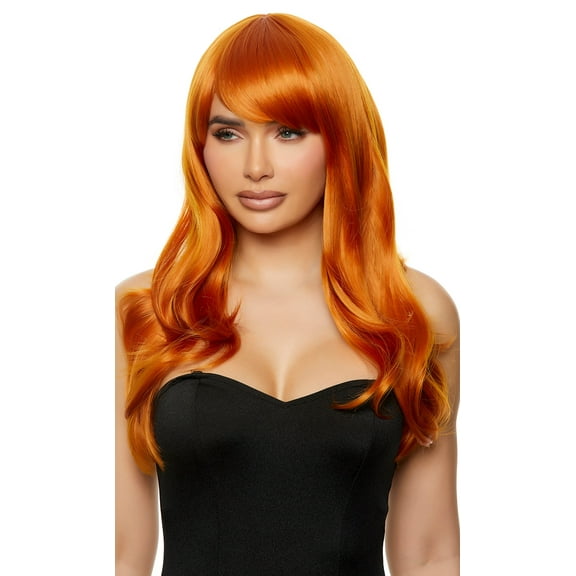 Adult Women's Orange Wig With Curls