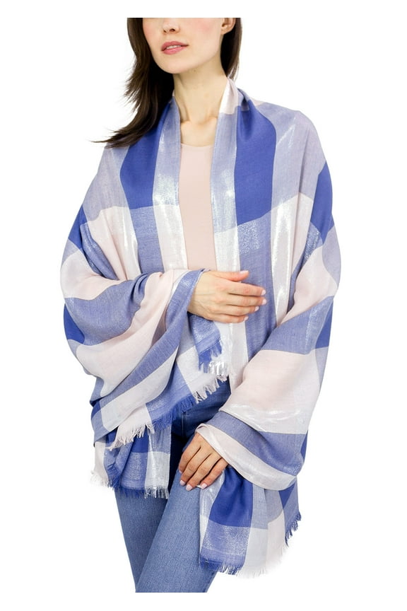 Adult Women's Plaid Shawl with Lurex