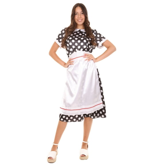 Adult Women's Polka Dot Costume | Black Halloween Cosplay Costume