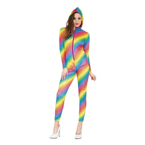 Adult Women's Rainbow Hooded Bodysuit