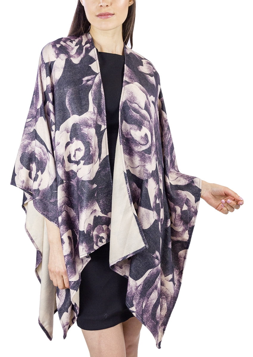 Adult Women's So Soft Floral Screen Print Ruana