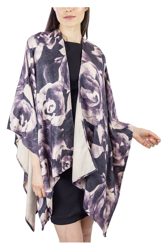 Adult Women's So Soft Floral Screen Print Ruana