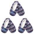 thumbnail image 1 of Adult Women's Soft Fuzzy Furry Home Non-Slip Lined Slipper Socks, Travel Indoor House Slippers, Blue Stripes, Small, 3 Pairs, 1 of 3