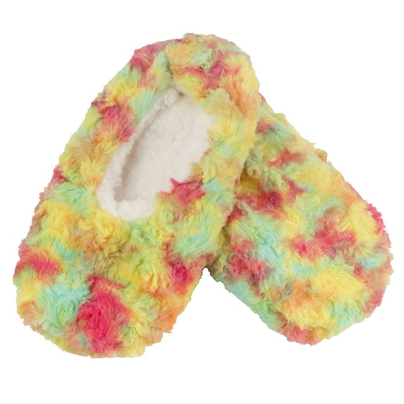 Adult Women's Soft Warm Cozy Fuzzy Multicolor Slippers Non-Slip Socks, Hyper Fuse, Large 1 Pair