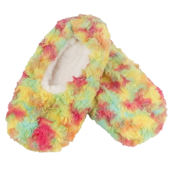 BambooMN Tie Dye Multicolor Fuzzy Slippers - Hyper Fuse - Large - 1 Pair