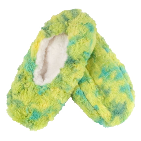 BambooMN Tie Dye Multicolor Fuzzy Slippers - Minty Mingle - Small - 1 Pair