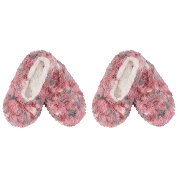 Adult Women's Soft Warm Cozy Fuzzy Tie Dye Multicolor Slippers Non-Slip Socks, Cherry Mix, Small 2 Pairs