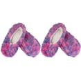 thumbnail image 1 of Adult Women's Soft Warm Cozy Fuzzy Tie Dye Multicolor Slippers Non-Slip Socks, Purple Puree, Medium 2 Pairs, 1 of 3