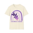 thumbnail image 1 of Adult Womens Boho October Stop Domestic Violence T-Shirt, Purple Rainbow, 1 of 3