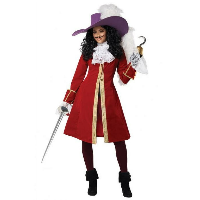 Sexy Pirate Costume  Female Captain Hook - Red/Black Stripe – Dolls Kill