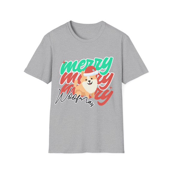 Adult Womens Merry Woofmas T-Shirt, Dog Christmas Shirt, Woof-Mas Dog