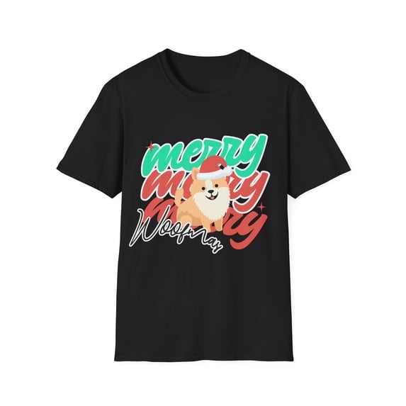 Adult Womens Merry Woofmas T-Shirt, Dog Christmas Shirt, Woof-Mas Dog