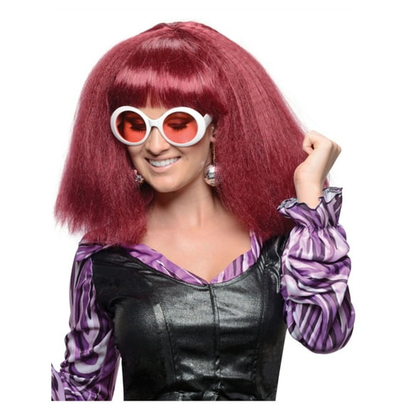 Adult Womens Red Go Disco 70s Wavy Costume Accessory Wig