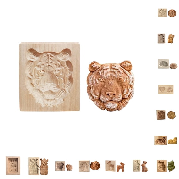Adult Wooden Cookie Embossing Mould Set Baking Tool for Holiday Treats