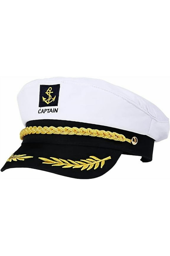 Adult Yacht Boat Sailor Captain Costume Hat Cap Marine Admiral Adjustable Sea Cap Navy Costume Accessory