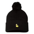 thumbnail image 1 of Adult Yellow Duck Embroidered Knit Beanie Pom Cap, 1 of 1