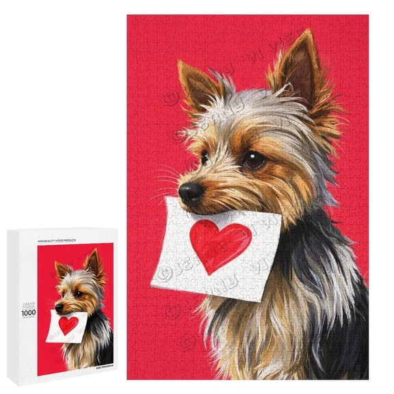 Adult Yorkshire Terrier With Heart Love Wooden Puzzle, 1000 Pieces  Challenging Brain Teaser, Difficult Puzzles, Precision Puzzle for Dog Lovers, Gift for People Who Have Lost Pets