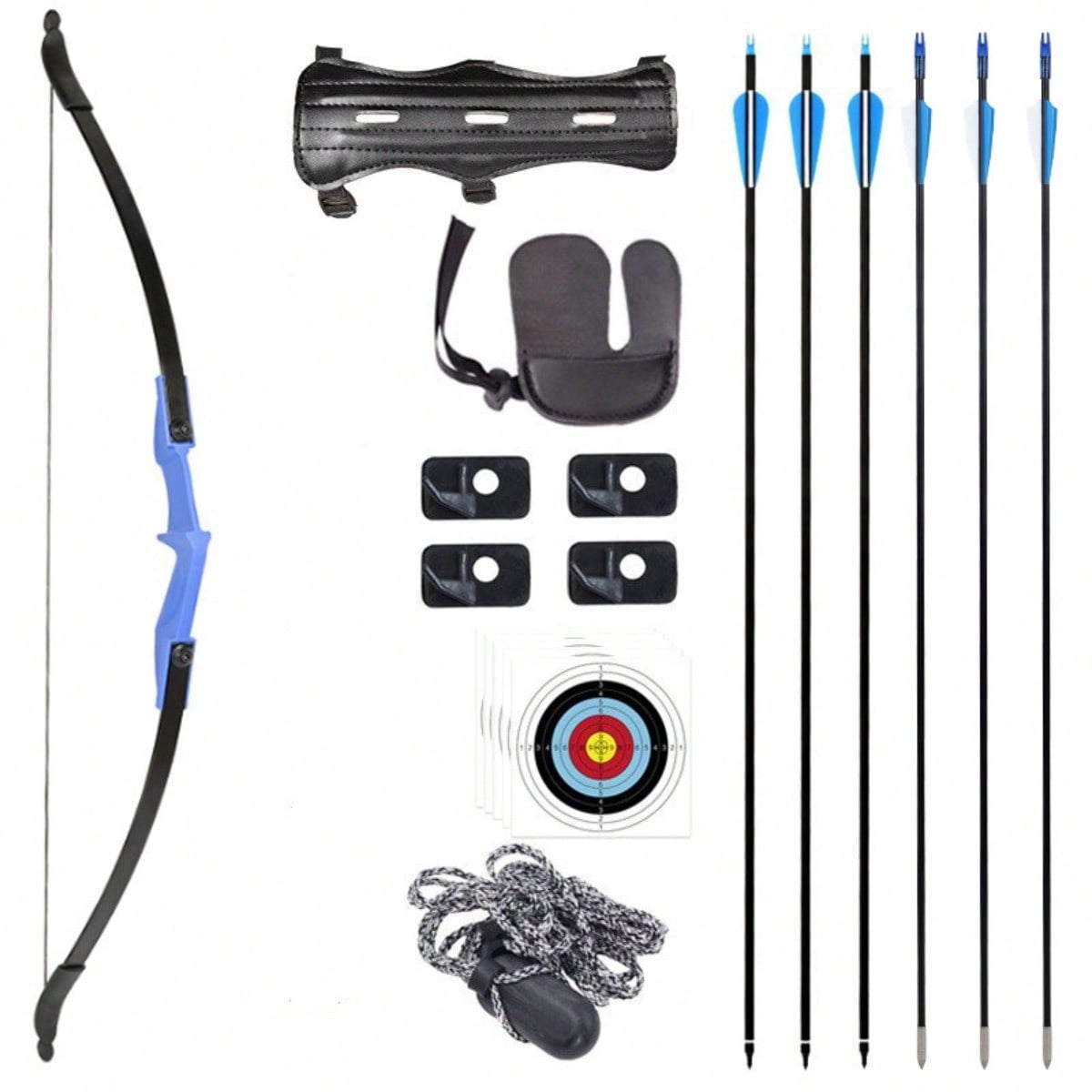 Adult Youth Recurve Bow Kit, 53 Inch 40 LBS Takedown Bow, Universal Left & Right Hand Archery Bow and 6 Arrows for Outdoor Target Practicing