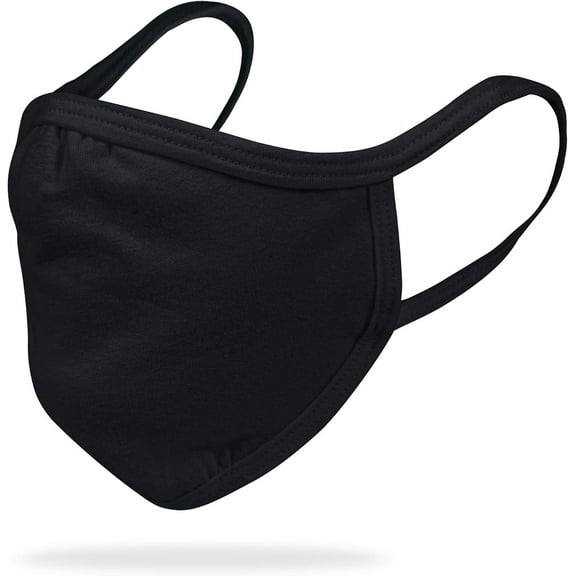 Youth Reusable 2-Layer Cotton Face Mask  Black (24 Pack)