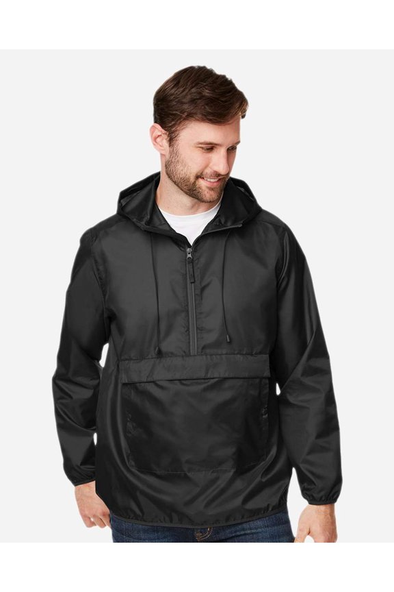TT77 Unisex Zone Protect Packable Anorak Jacket-Black-XL