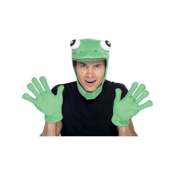 Smiffys 22164 Frog Kit with Hood & Gloves, Green