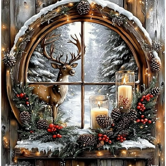 Adult beginner Christmas diamond art kit, adult bell diamond painting kit, 5D full diamond DIY diamond dot gem art kit wall decoration crafts 12X12 inches, unframed.,D