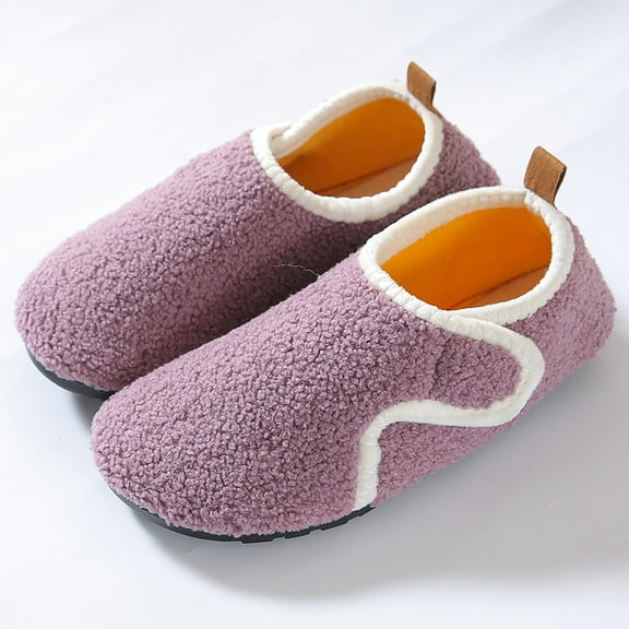 Adult can wear House Slippers - Lightweight Artificial short plush Lined Slipper with Anti-Slip Rubber Sole for Indoor Barefoot Comfort