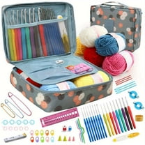 Adult crochet starter kit, including yarn, crochet book, and flower bag - women's integrated knitting product set, portable craft gift with random color accessories